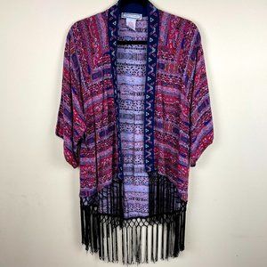 Flying Tomato Tasseled Boho Festival Kimono Large